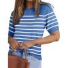 imageZeagoo Women Short Sleeve Sweater Summer Crew Neck Dressy Casual Soft Knit Pullover Tops TrendyBluewhite