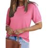 imageZeagoo Women Short Sleeve Sweater Summer Crew Neck Dressy Casual Soft Knit Pullover Tops TrendyHot Pink