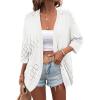 imageZeagoo Womens 2025 Lightweight Crochet Cardigan Sweaters Open Front 34 Sleeve Knit Kimono Summer Boho Cover UpAwhite