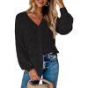 imageZeagoo Womens Lightweight Crochet Cropped Cardigan 2024 V Neck Long Sleeve Button up Bolero Shrug SweaterBlack