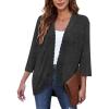 imageZeagoo Womens Open Front Cardigans Lightweight 34 Sleeve Lace Kimono Soft Draped Cover UpsGrey