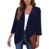 imageZeagoo Womens Open Front Cardigans Lightweight 34 Sleeve Lace Kimono Soft Draped Cover UpsNavy Blue