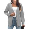 imageZeagoo Womens Oversized Button Cardigan Sweaters 2024 Fall Open Front Lightweight Cardigans V Neck Loose Knit OutwearLight Grey