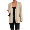 imageZeagoo Womens V Neck Button Long Cardigan Sweater Casual 2024 Fall Knit Sweater Blazer with PocketsApricot