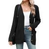 imageZeagoo Womens V Neck Button Long Cardigan Sweater Casual 2024 Fall Knit Sweater Blazer with PocketsBlack