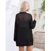 imageZeagoo Women 2025 Lightweight Crochet Cardigan Long Sleeve Open Front Knit Sweater Summer Kimono Cover Up with PocketsBlack