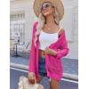 imageZeagoo Women 2025 Lightweight Crochet Cardigan Long Sleeve Open Front Knit Sweater Summer Kimono Cover Up with PocketsHot Pink