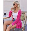 imageZeagoo Women 2025 Lightweight Crochet Cardigan Long Sleeve Open Front Knit Sweater Summer Kimono Cover Up with PocketsHot Pink