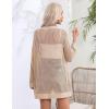 imageZeagoo Women 2025 Lightweight Crochet Cardigan Long Sleeve Open Front Knit Sweater Summer Kimono Cover Up with PocketsKhaki
