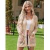 imageZeagoo Women 2025 Lightweight Crochet Cardigan Long Sleeve Open Front Knit Sweater Summer Kimono Cover Up with PocketsKhaki