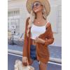 imageZeagoo Women 2025 Lightweight Crochet Cardigan Long Sleeve Open Front Knit Sweater Summer Kimono Cover Up with PocketsLight Brown