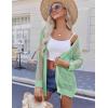 imageZeagoo Women 2025 Lightweight Crochet Cardigan Long Sleeve Open Front Knit Sweater Summer Kimono Cover Up with PocketsLight Green