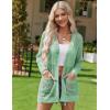 imageZeagoo Women 2025 Lightweight Crochet Cardigan Long Sleeve Open Front Knit Sweater Summer Kimono Cover Up with PocketsLight Green