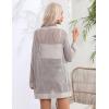 imageZeagoo Women 2025 Lightweight Crochet Cardigan Long Sleeve Open Front Knit Sweater Summer Kimono Cover Up with PocketsLight Grey