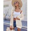 imageZeagoo Women 2025 Lightweight Crochet Cardigan Long Sleeve Open Front Knit Sweater Summer Kimono Cover Up with PocketsOffwhite