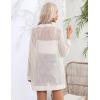 imageZeagoo Women 2025 Lightweight Crochet Cardigan Long Sleeve Open Front Knit Sweater Summer Kimono Cover Up with PocketsOffwhite