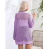 imageZeagoo Women 2025 Lightweight Crochet Cardigan Long Sleeve Open Front Knit Sweater Summer Kimono Cover Up with PocketsPurple