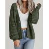 imageZeagoo Womens 2025 Fall Chunky Knit Cardigans Open Front Long Sleeve V Neck Button Loose Cardigan SweatersArmy Green