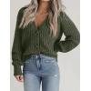 imageZeagoo Womens 2025 Fall Chunky Knit Cardigans Open Front Long Sleeve V Neck Button Loose Cardigan SweatersArmy Green