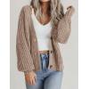 imageZeagoo Womens 2025 Fall Chunky Knit Cardigans Open Front Long Sleeve V Neck Button Loose Cardigan SweatersBkhaki