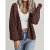 imageZeagoo Womens 2025 Fall Chunky Knit Cardigans Open Front Long Sleeve V Neck Button Loose Cardigan SweatersBrown