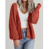 imageZeagoo Womens 2025 Fall Chunky Knit Cardigans Open Front Long Sleeve V Neck Button Loose Cardigan SweatersCaramel