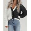 imageZeagoo Womens 2025 Fall Chunky Knit Cardigans Open Front Long Sleeve V Neck Button Loose Cardigan SweatersColorblockblack