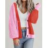 imageZeagoo Womens 2025 Fall Chunky Knit Cardigans Open Front Long Sleeve V Neck Button Loose Cardigan SweatersColorblockorange