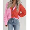 imageZeagoo Womens 2025 Fall Chunky Knit Cardigans Open Front Long Sleeve V Neck Button Loose Cardigan SweatersColorblockorange