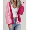 imageZeagoo Womens 2025 Fall Chunky Knit Cardigans Open Front Long Sleeve V Neck Button Loose Cardigan SweatersColorblockrose Red