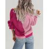 imageZeagoo Womens 2025 Fall Chunky Knit Cardigans Open Front Long Sleeve V Neck Button Loose Cardigan SweatersColorblockrose Red
