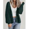 imageZeagoo Womens 2025 Fall Chunky Knit Cardigans Open Front Long Sleeve V Neck Button Loose Cardigan SweatersDark Green