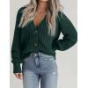 imageZeagoo Womens 2025 Fall Chunky Knit Cardigans Open Front Long Sleeve V Neck Button Loose Cardigan SweatersDark Green