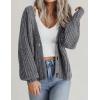 imageZeagoo Womens 2025 Fall Chunky Knit Cardigans Open Front Long Sleeve V Neck Button Loose Cardigan SweatersGrey