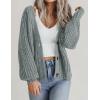 imageZeagoo Womens 2025 Fall Chunky Knit Cardigans Open Front Long Sleeve V Neck Button Loose Cardigan SweatersLight Green