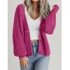 imageZeagoo Womens 2025 Fall Chunky Knit Cardigans Open Front Long Sleeve V Neck Button Loose Cardigan SweatersRose