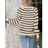 imageZeagoo Womens 2025 Fall Chunky Knit Cardigans Open Front Long Sleeve V Neck Button Loose Cardigan SweatersStripes Khaki