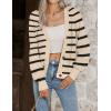imageZeagoo Womens 2025 Fall Chunky Knit Cardigans Open Front Long Sleeve V Neck Button Loose Cardigan SweatersStripes Khaki