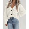 imageZeagoo Womens 2025 Fall Chunky Knit Cardigans Open Front Long Sleeve V Neck Button Loose Cardigan SweatersWhite