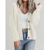 imageZeagoo Womens 2025 Fall Chunky Knit Cardigans Open Front Long Sleeve V Neck Button Loose Cardigan SweatersWhite