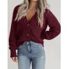 imageZeagoo Womens 2025 Fall Chunky Knit Cardigans Open Front Long Sleeve V Neck Button Loose Cardigan SweatersWine Red