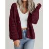 imageZeagoo Womens 2025 Fall Chunky Knit Cardigans Open Front Long Sleeve V Neck Button Loose Cardigan SweatersWine Red