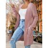imageZeagoo Womens 2025 Fall Open Front Cardigan Long Batwing Sleeve Chunky Knit Sweater Loose Outerwear Coats with PocketsPink