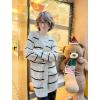 imageZeagoo Womens 2025 Fall Open Front Cardigan Long Batwing Sleeve Chunky Knit Sweater Loose Outerwear Coats with PocketsStripes Apricot