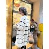 imageZeagoo Womens 2025 Fall Open Front Cardigan Long Batwing Sleeve Chunky Knit Sweater Loose Outerwear Coats with PocketsStripes White
