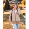 imageZeagoo Womens Cardigan 2024 Fall Winter Open Front Oversized Button V Neck Loose Soft Knit SweaterKhaki Stripe