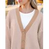 imageZeagoo Womens Cardigan 2024 Fall Winter Open Front Oversized Button V Neck Loose Soft Knit SweaterKhaki Stripe
