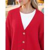 imageZeagoo Womens Cardigan 2024 Fall Winter Open Front Oversized Button V Neck Loose Soft Knit SweaterRed