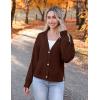imageZeagoo Womens Cropped Cardigan 2025 Fall Button Sweaters V Neck Long Sleeve Cardigans Knit OutwearBrown