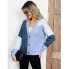 imageZeagoo Womens Cropped Cardigan 2025 Fall Button Sweaters V Neck Long Sleeve Cardigans Knit OutwearColorblockblue